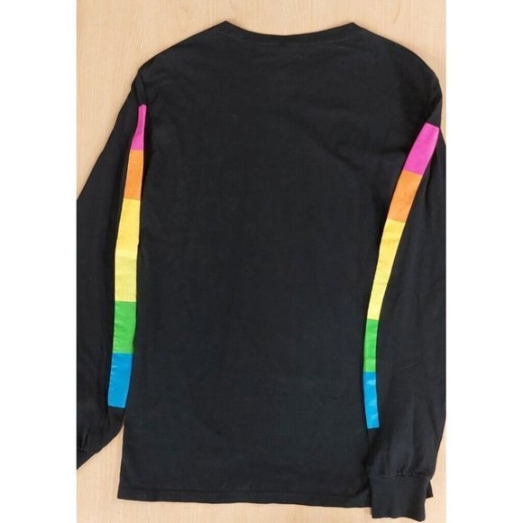 Polaroid Small Long Sleeve T Shirt Land Camera Rainbow Cotton Unisex Black Retro - Picture 3 of 5